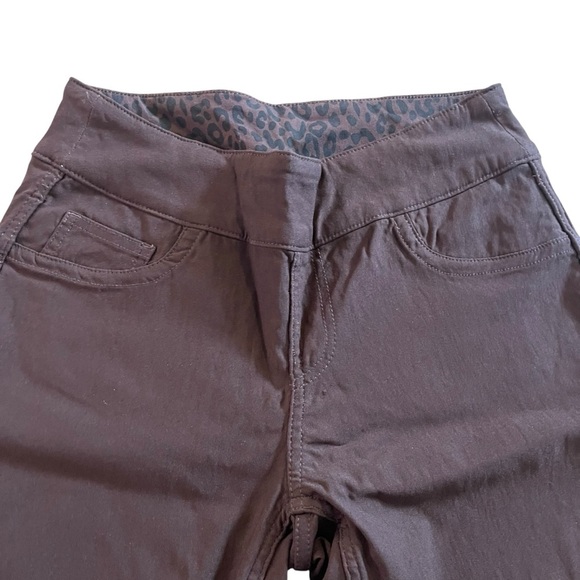 Cleo reversible leopard print pants brown small stretch office business casual - Picture 2 of 13